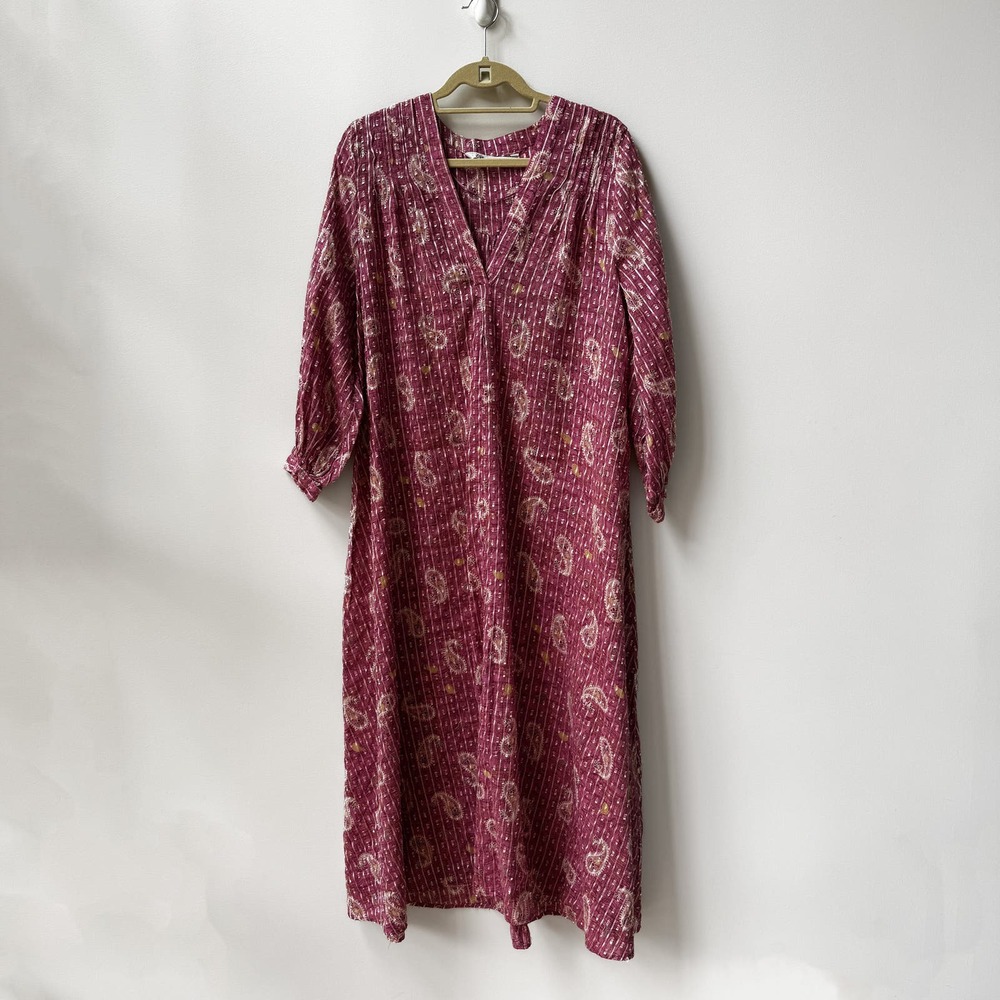 Zara Midi Embroidered Summer Dress Kaftan Pink SZ Small